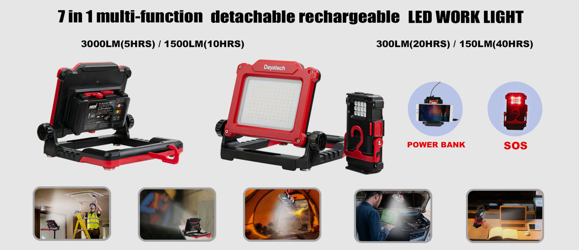 Proveedor de luces de trabajo LED recargables